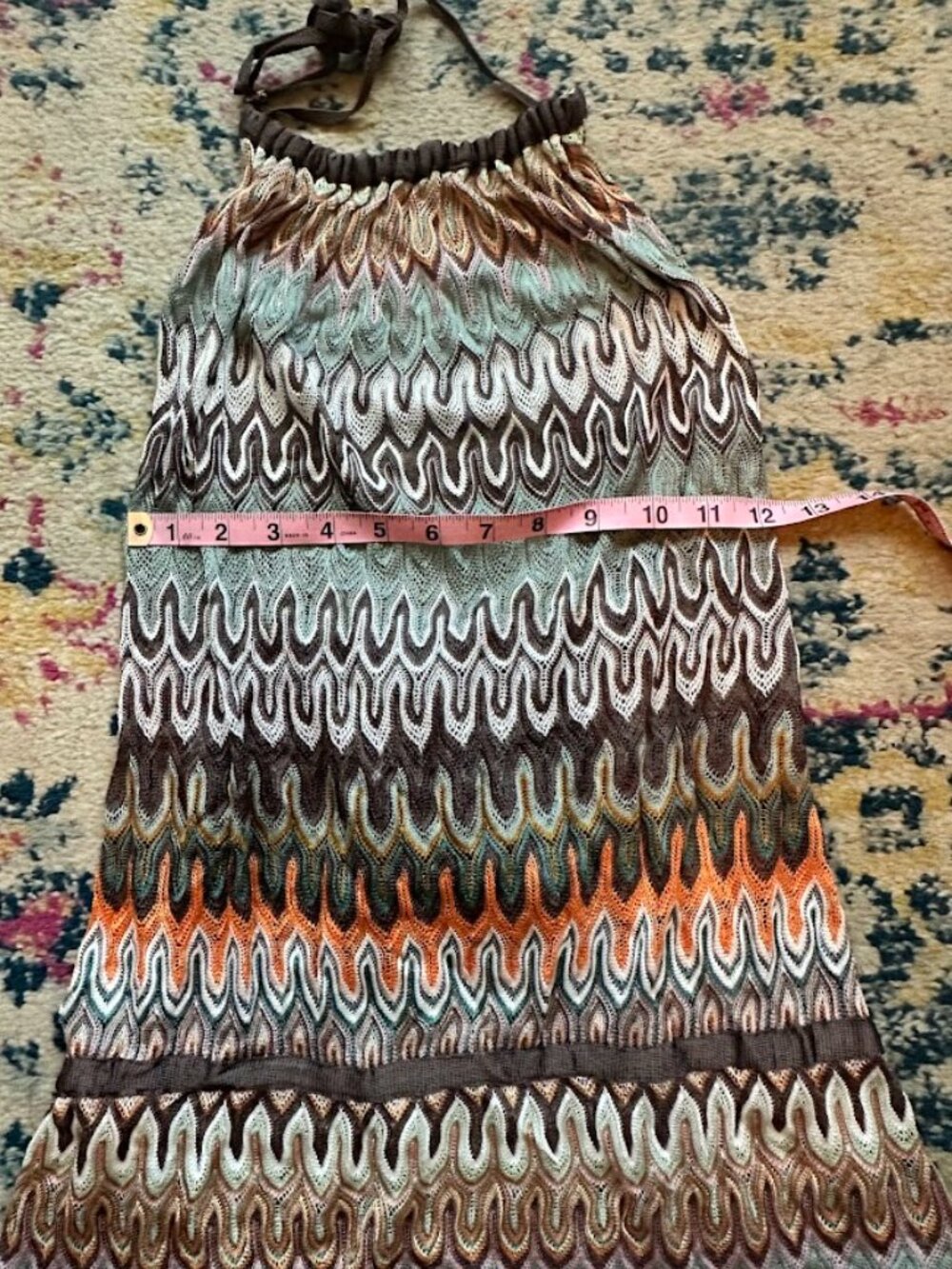 Missoni Multicolor Wave-Pattern Halter Tank Top — Green, White, Orange, Gray - Picture 9 of 11